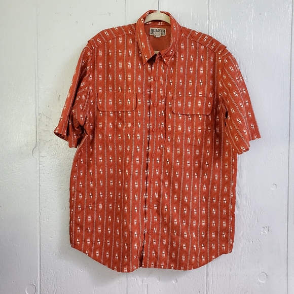 Duluth Trading Co Other - Duluth Trading Fishing Shirt Large Tall Men's Vented CoolPlus Orange/Red Aztec